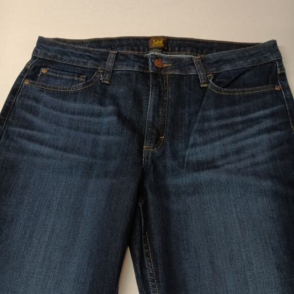 Lee Straight Leg Jeans Women's 16 Long Size 36x31 Blue Mid Rise Dark Wash - Picture 5 of 8